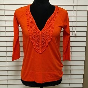 J. Crew orange embroidered top